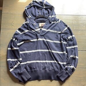 y2k inspired Denver Hayes Navy Blue Striped Men's Hoodie